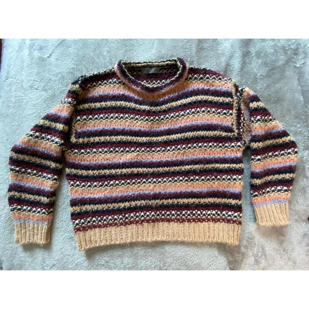 Anthropologie Elsamanda Italy Sweater Alpaca Blend Small Striped Chunky s10
